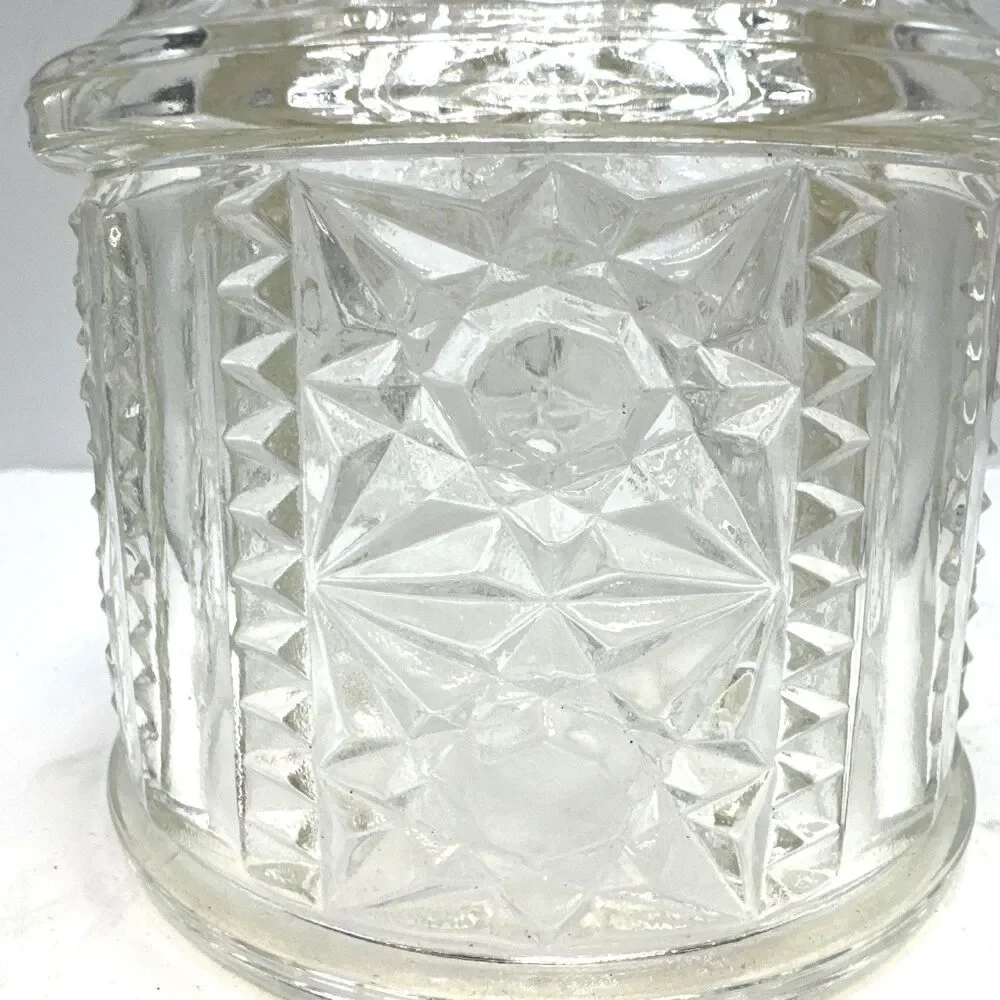 Vintage Indiana Glass Stars And Bars Clear Fairy Lamp Replacement Top Only - Picture 2 of 4